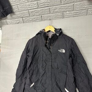 The North Face Womens HyVent Windbreaker Jacket Black Hooded Rain Coat Size S